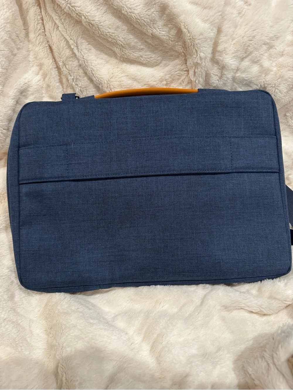 Navy Shoulder Tech Bag with Tan Accents